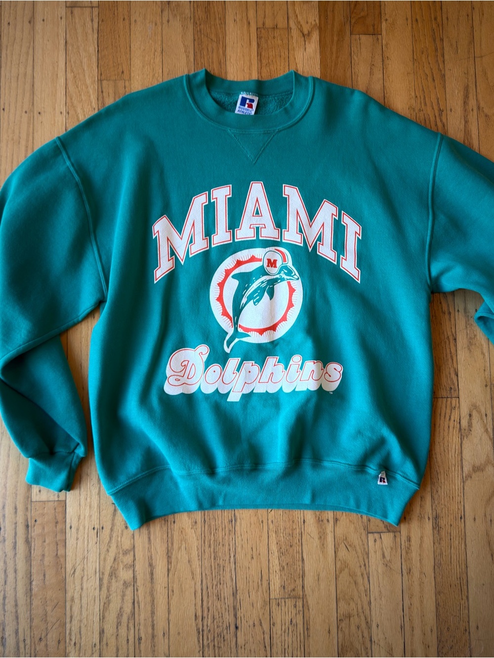 Vintage 90s Miami Dolphins Russell Athletic Crewneck Sweatshirt XL USA